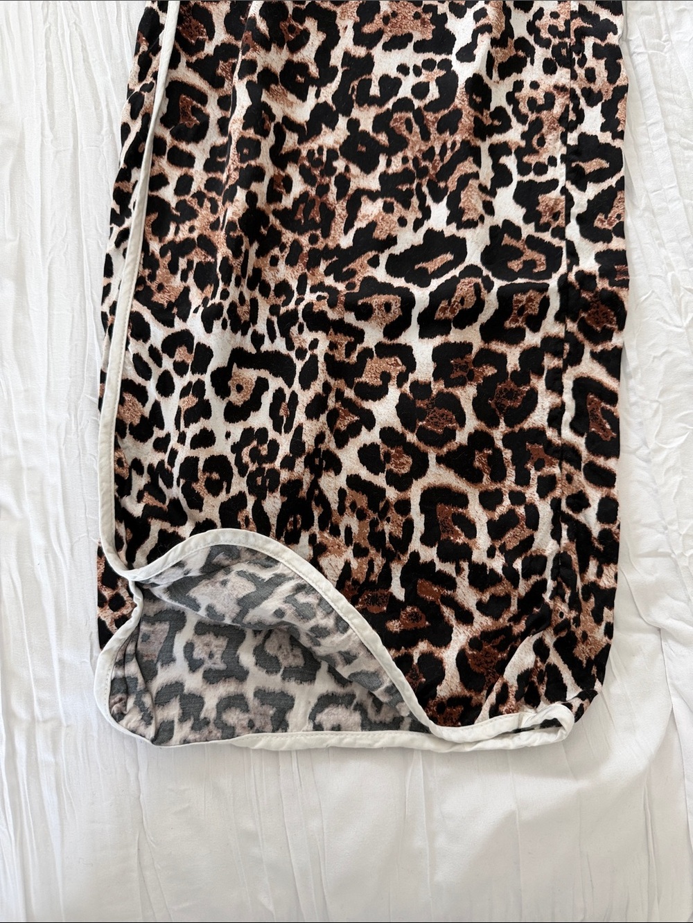 aerie Leopard Print Pajama Pants in Brown and Black with White Trim - Picture 3 of 3